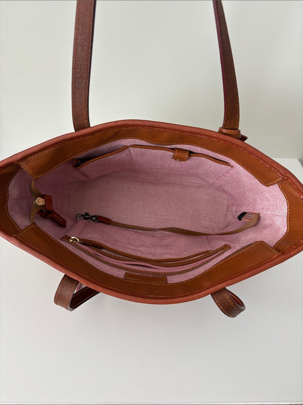 Dooney & Bourke Small Charleston Shopper Tote Pebble Grain Amber Caramel Color - Picture 5 of 13